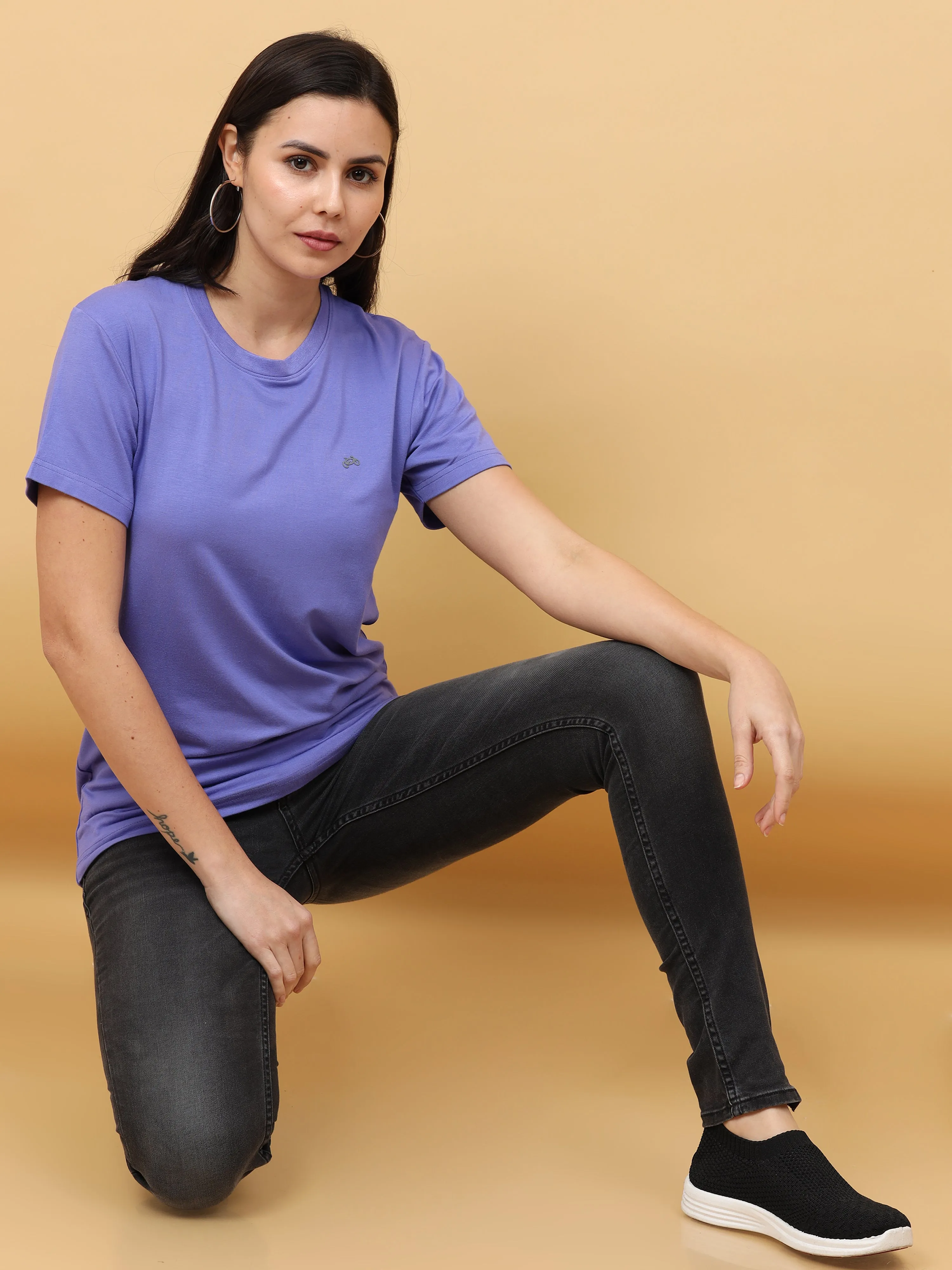 Veri Peri Purple Womens Bamboo Fabric T-Shirt