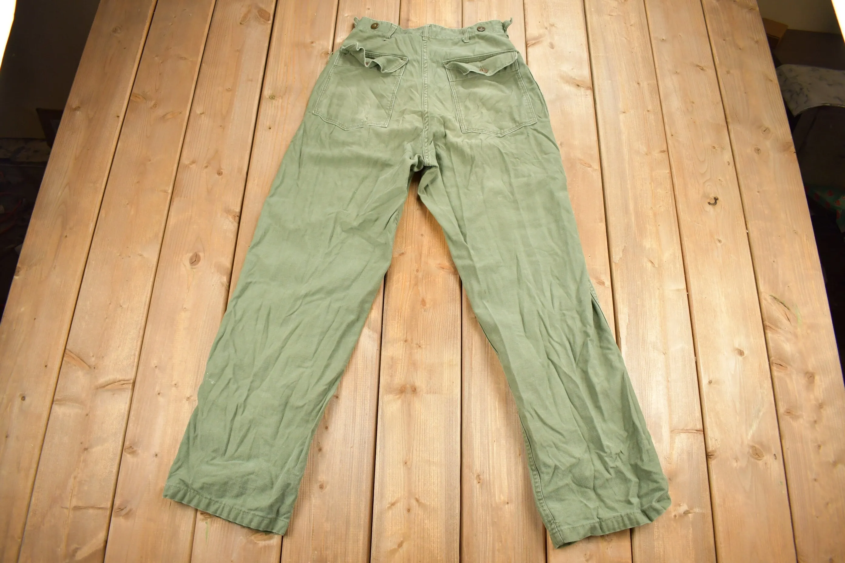 Vintage 1970s OG 107 Green Khaki Army Pants Size 28 x 29