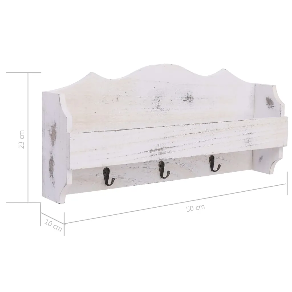 Wall Mounted Coat Rack White 50x10x23 cm Wood