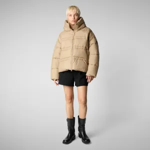 Women's animal free puffer jacket Keri in sturdust beige