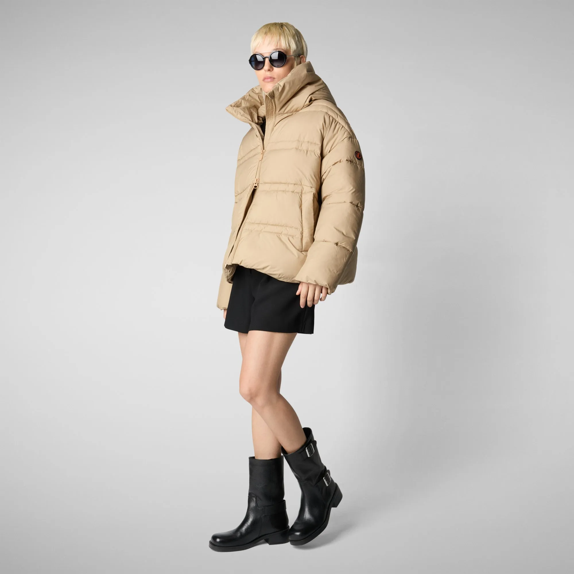 Women's animal free puffer jacket Keri in sturdust beige