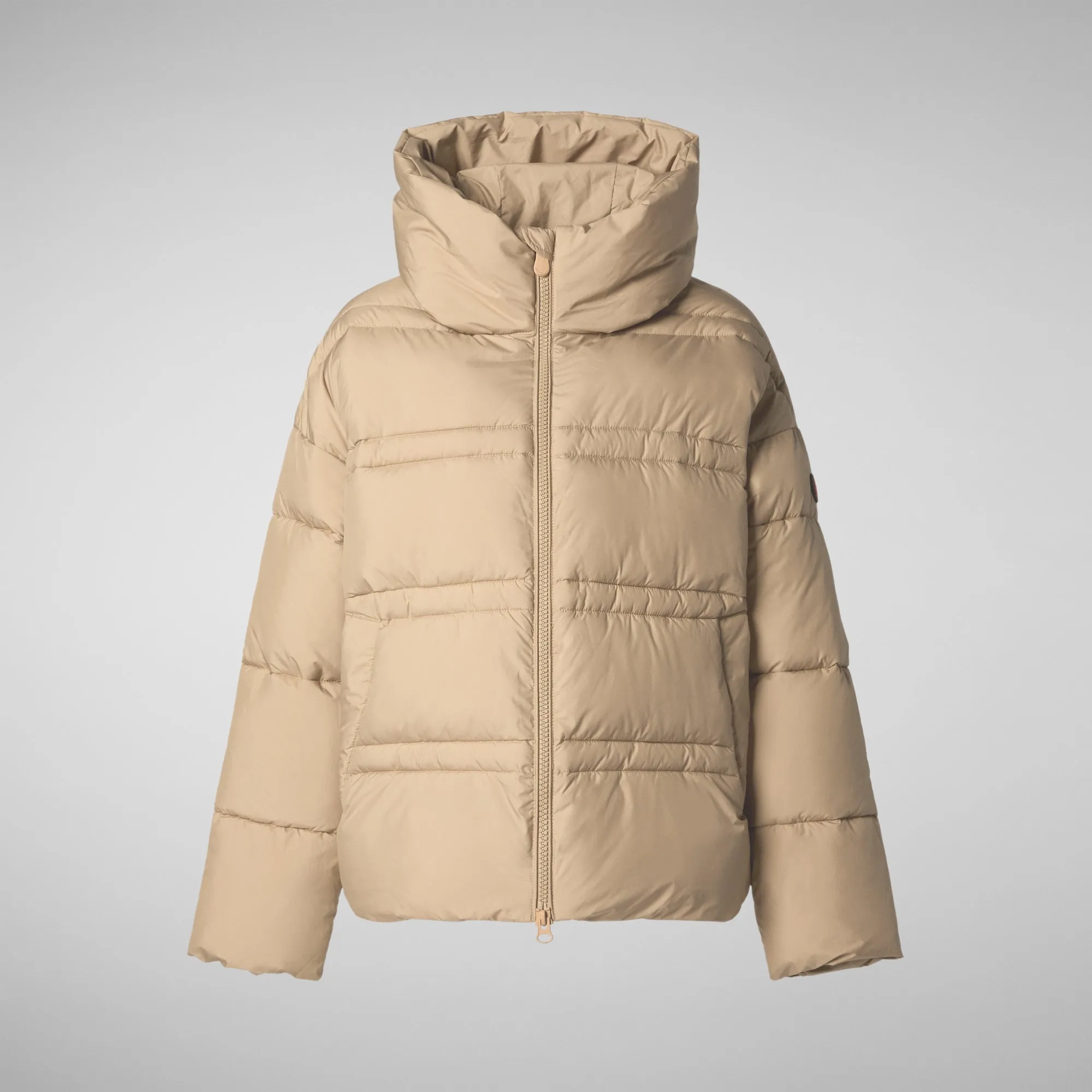 Women's animal free puffer jacket Keri in sturdust beige