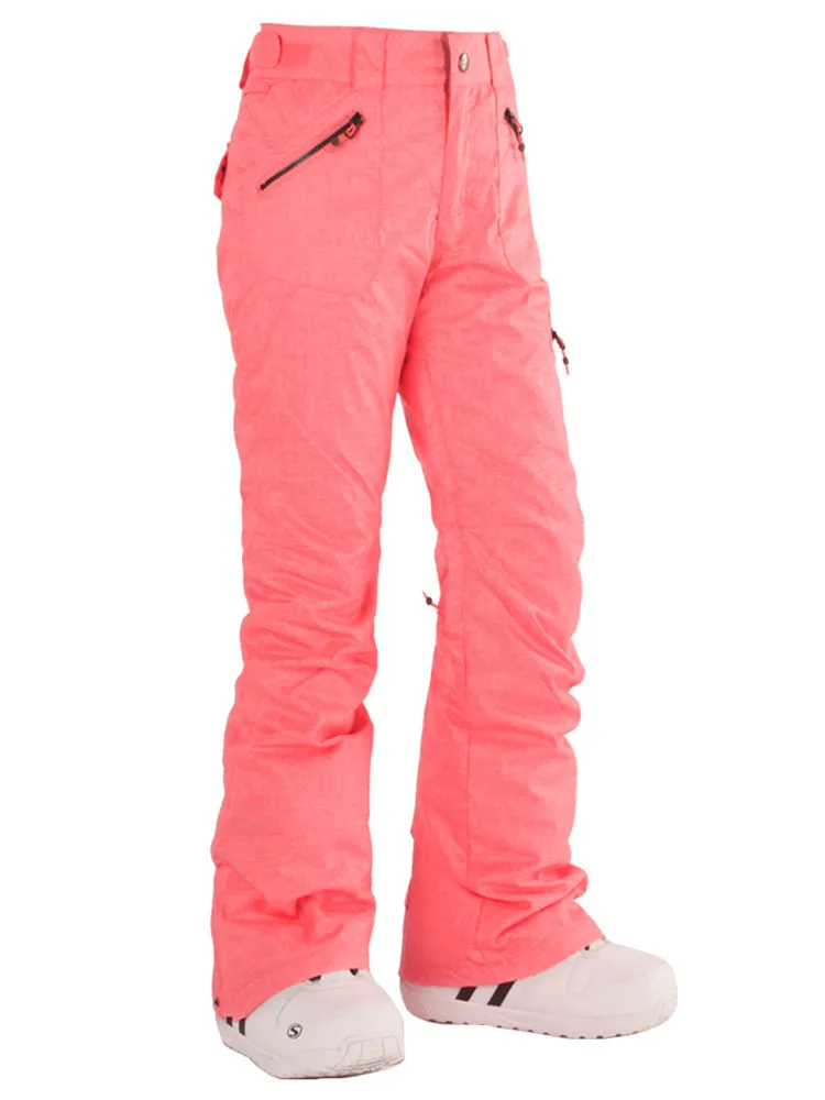 Women's Rose Pink Thermal Warm Waterproof Windproof Ski Pants Snow Pants