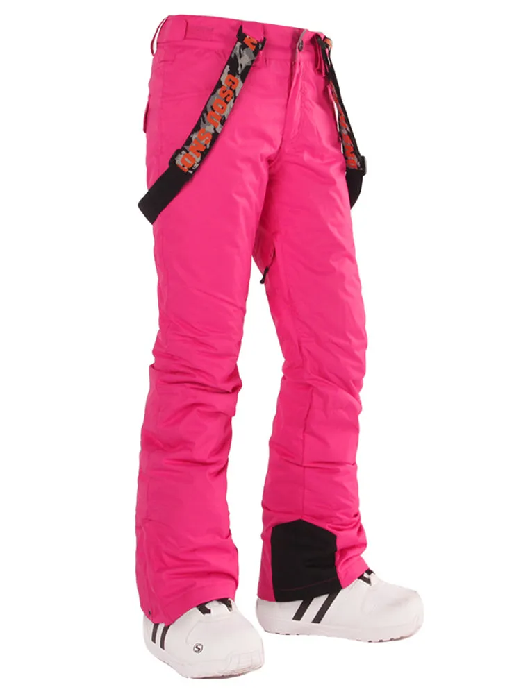 Women's Rose Thermal Warm High Waterproof Windproof Snowboard Ski Pants