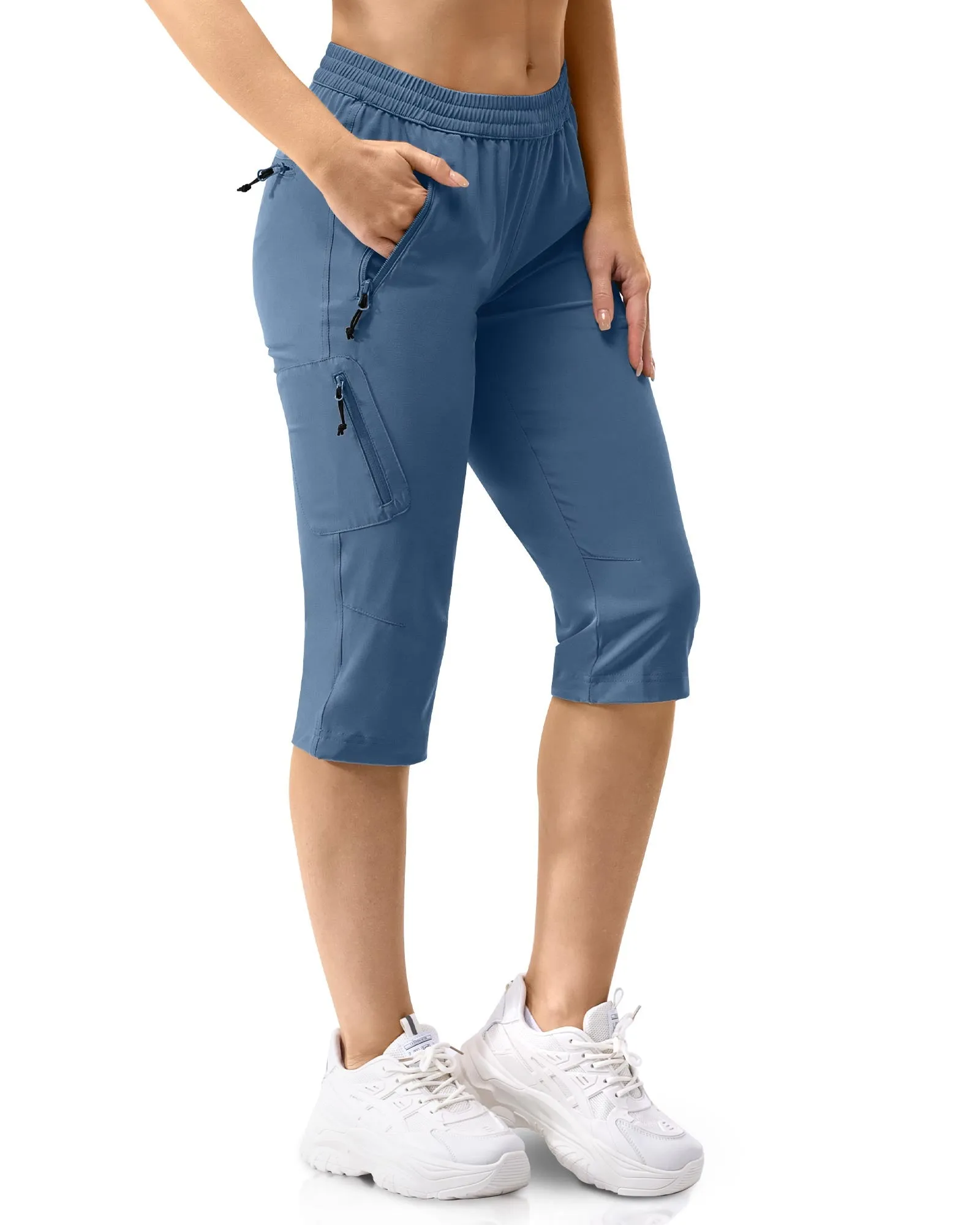 Women's UPF 50  Elastic Waist 17" Capri Golf Pants with 4 Pockets