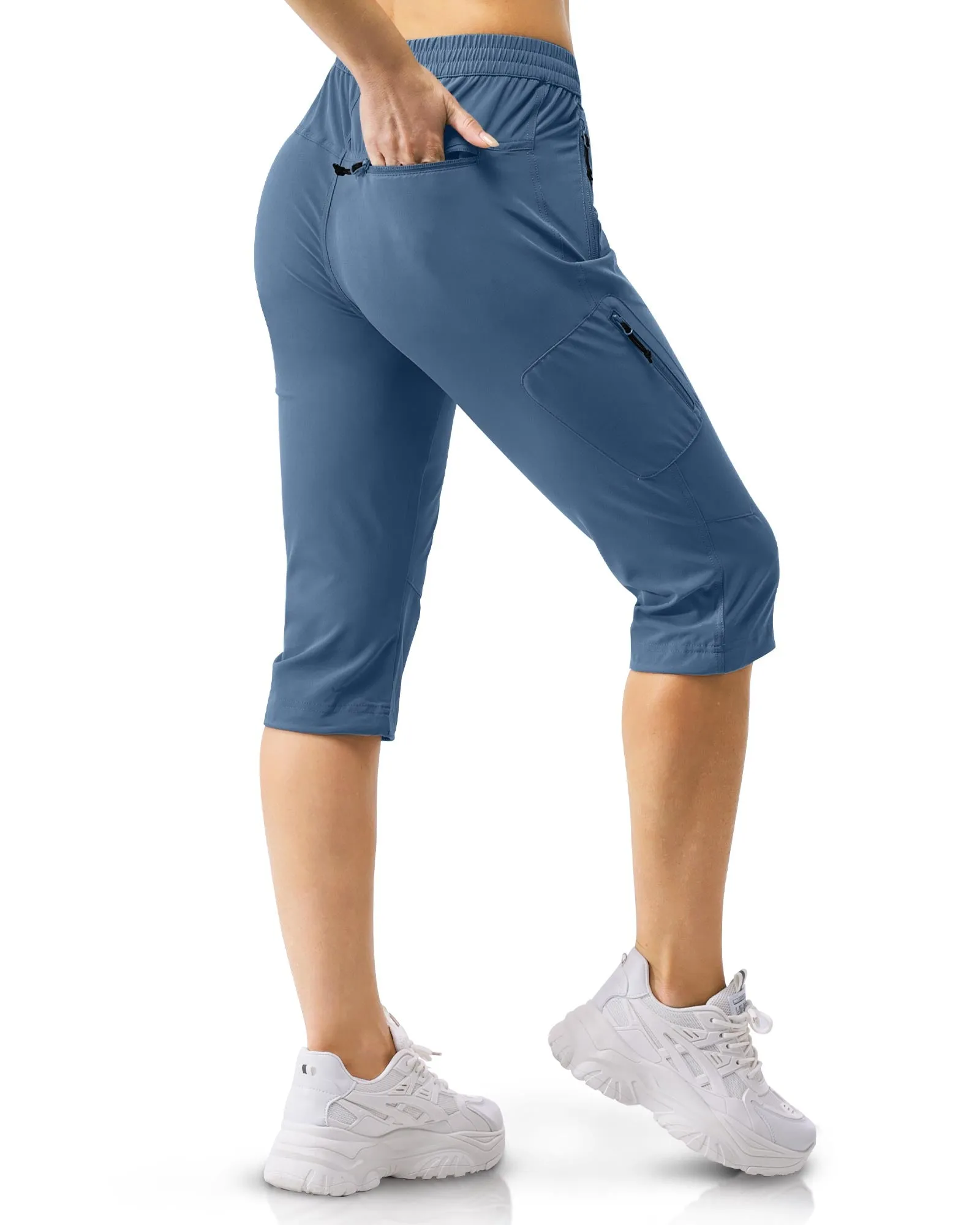 Women's UPF 50  Elastic Waist 17" Capri Golf Pants with 4 Pockets