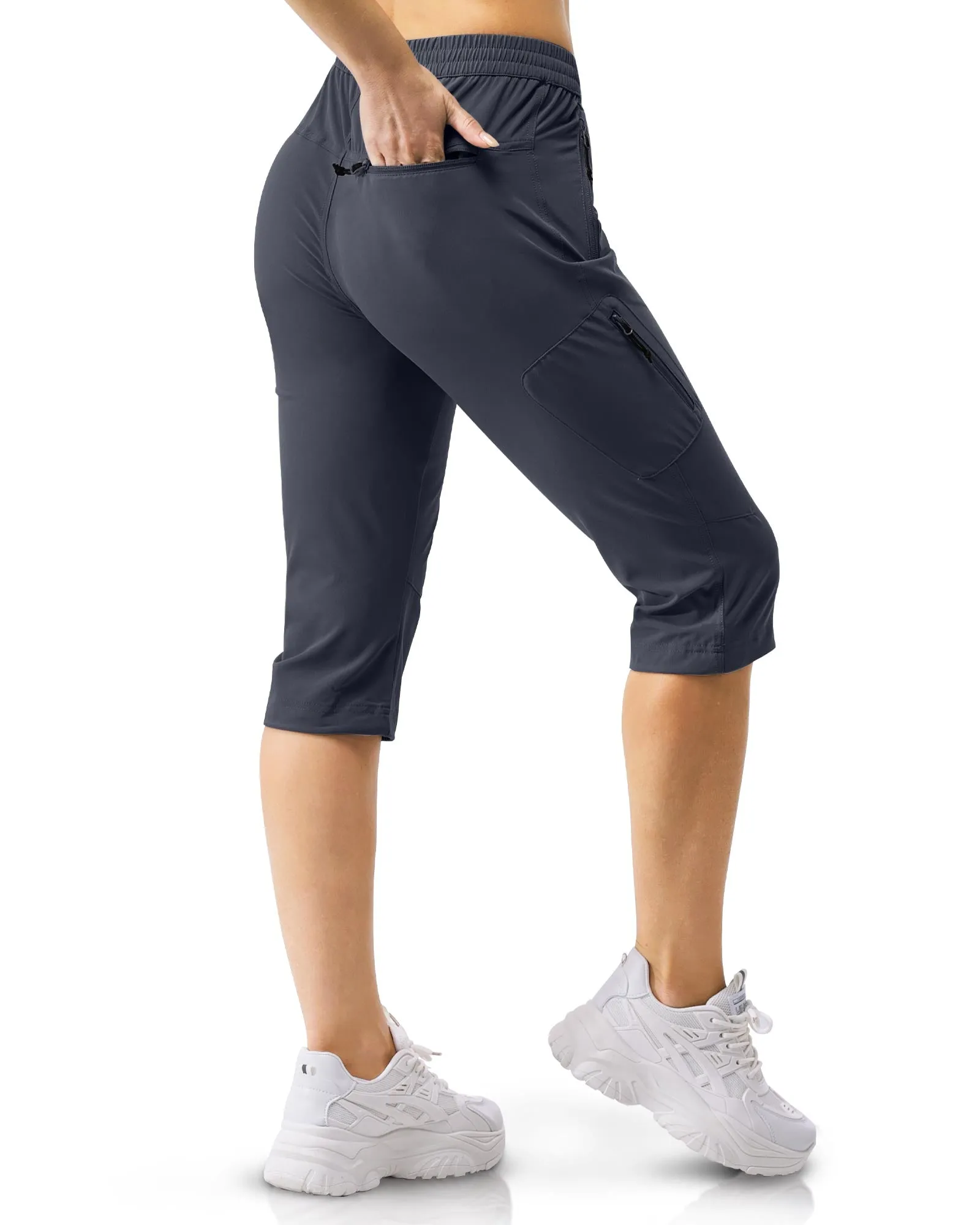 Women's UPF 50  Elastic Waist 17" Capri Golf Pants with 4 Pockets