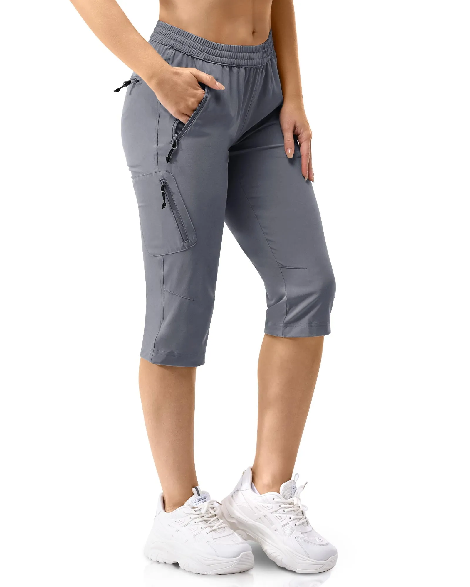 Women's UPF 50  Elastic Waist 17" Capri Golf Pants with 4 Pockets