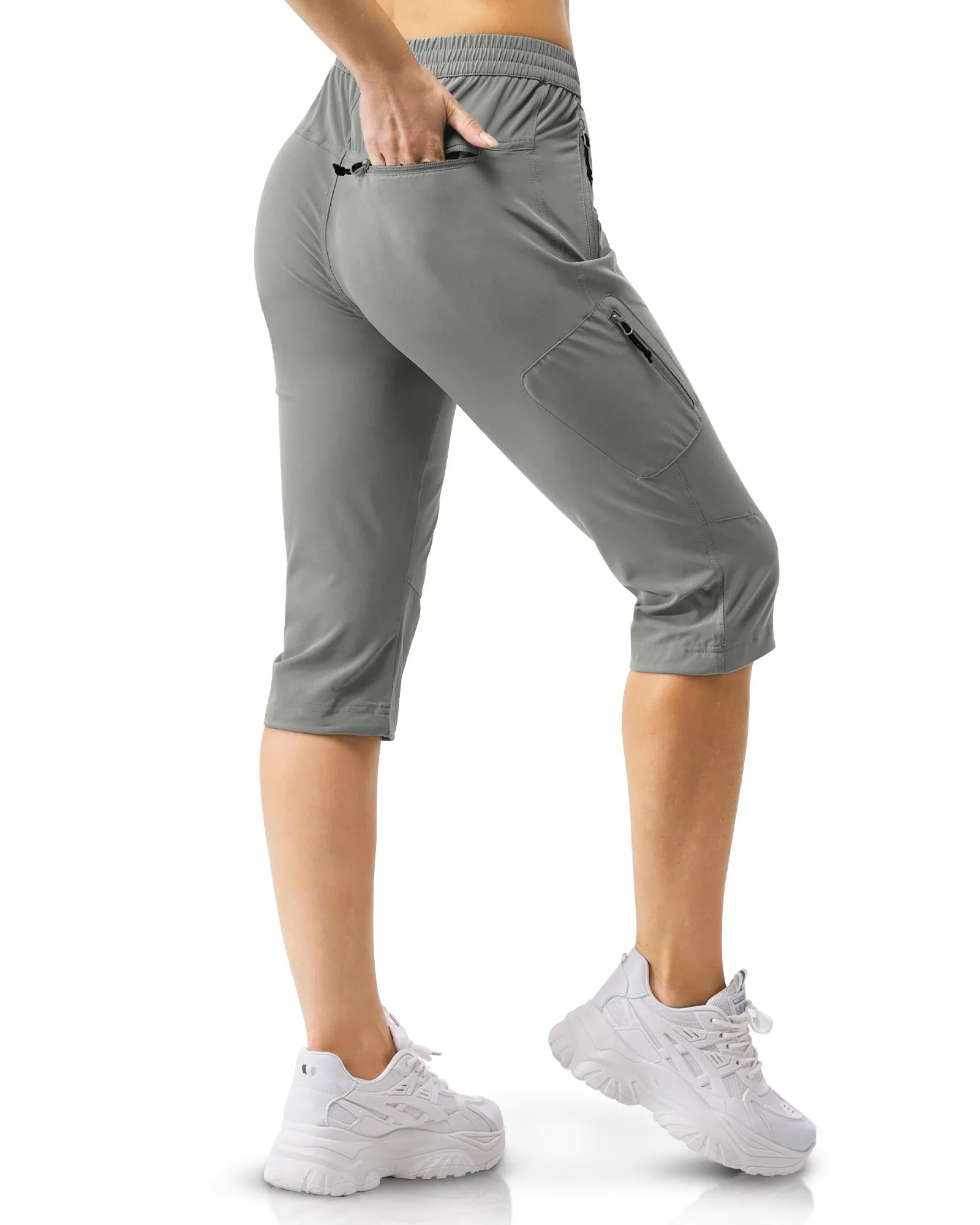 Women's UPF 50  Elastic Waist 17" Capri Golf Pants with 4 Pockets