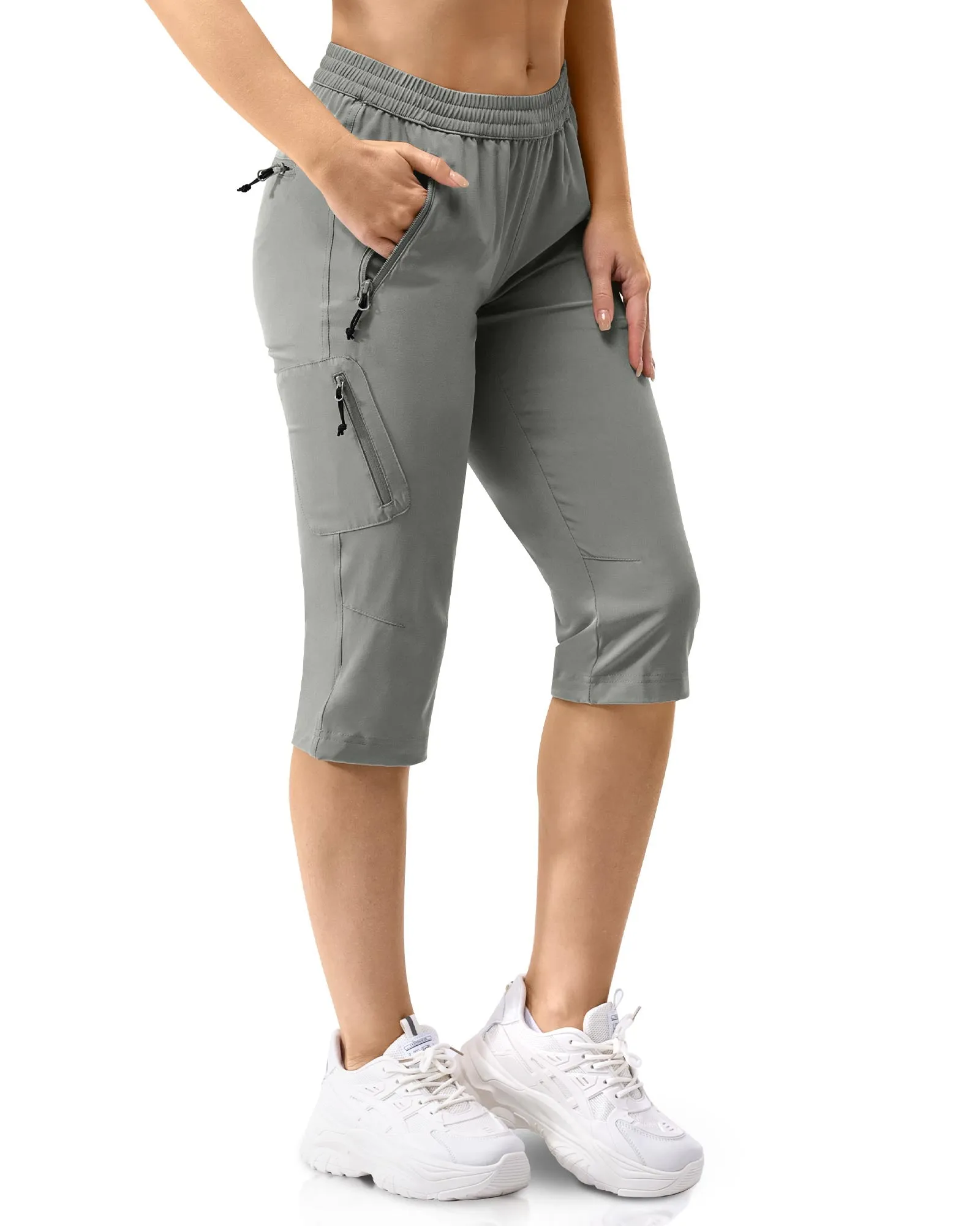 Women's UPF 50  Elastic Waist 17" Capri Golf Pants with 4 Pockets