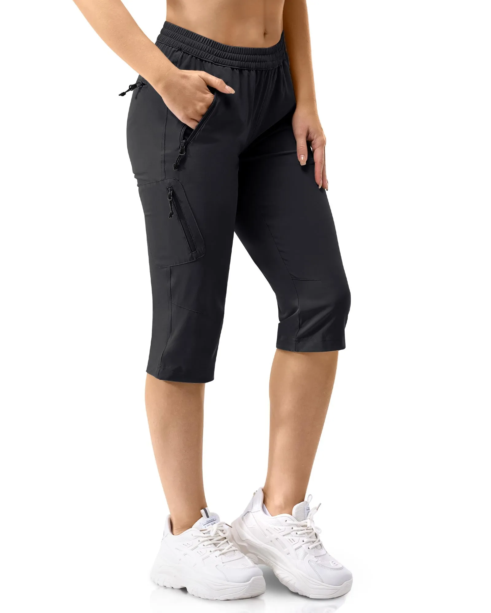 Women's UPF 50  Elastic Waist 17" Capri Golf Pants with 4 Pockets