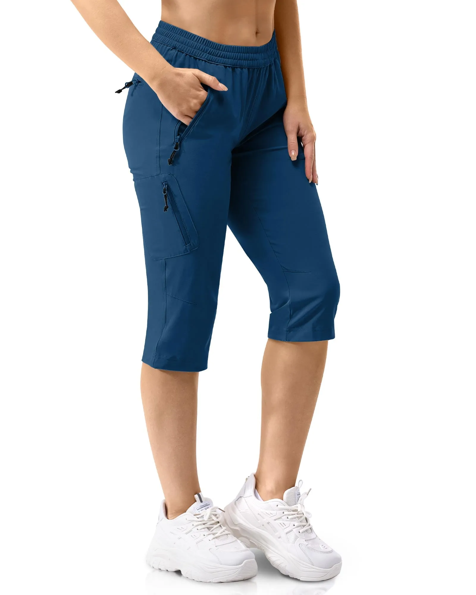 Women's UPF 50  Elastic Waist 17" Capri Golf Pants with 4 Pockets