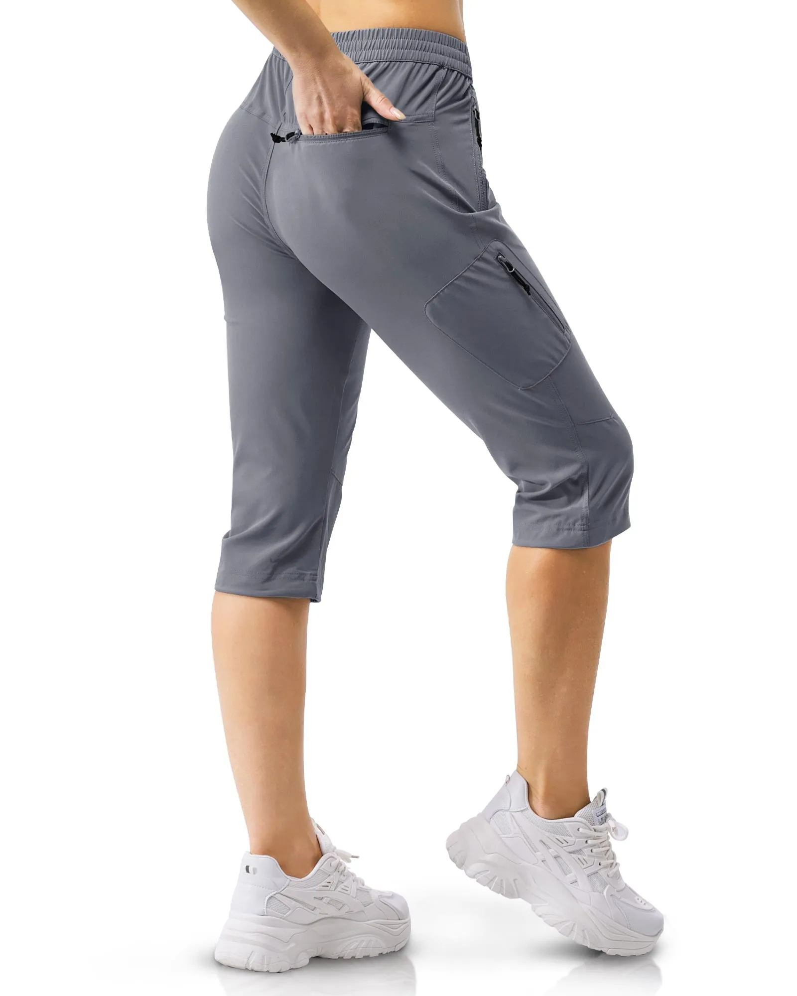 Women's UPF 50  Elastic Waist 17" Capri Golf Pants with 4 Pockets