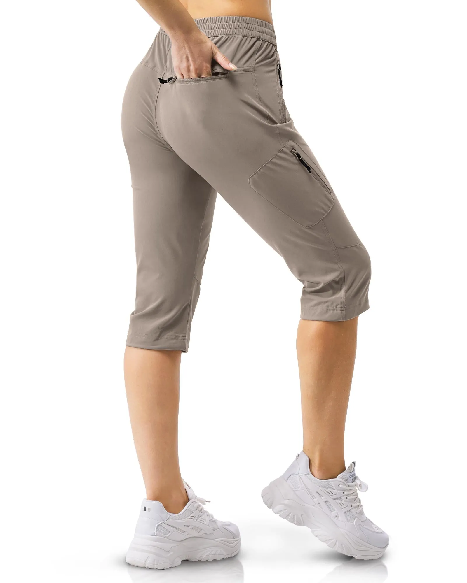 Women's UPF 50  Elastic Waist 17" Capri Golf Pants with 4 Pockets