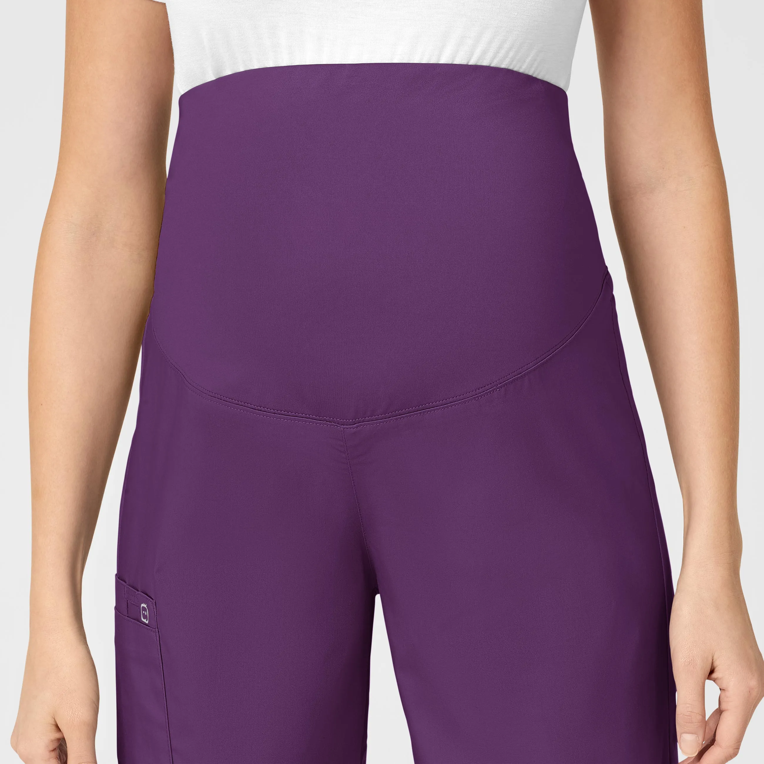 WonderWORK Maternity Cargo Scrub Pant - Eggplant