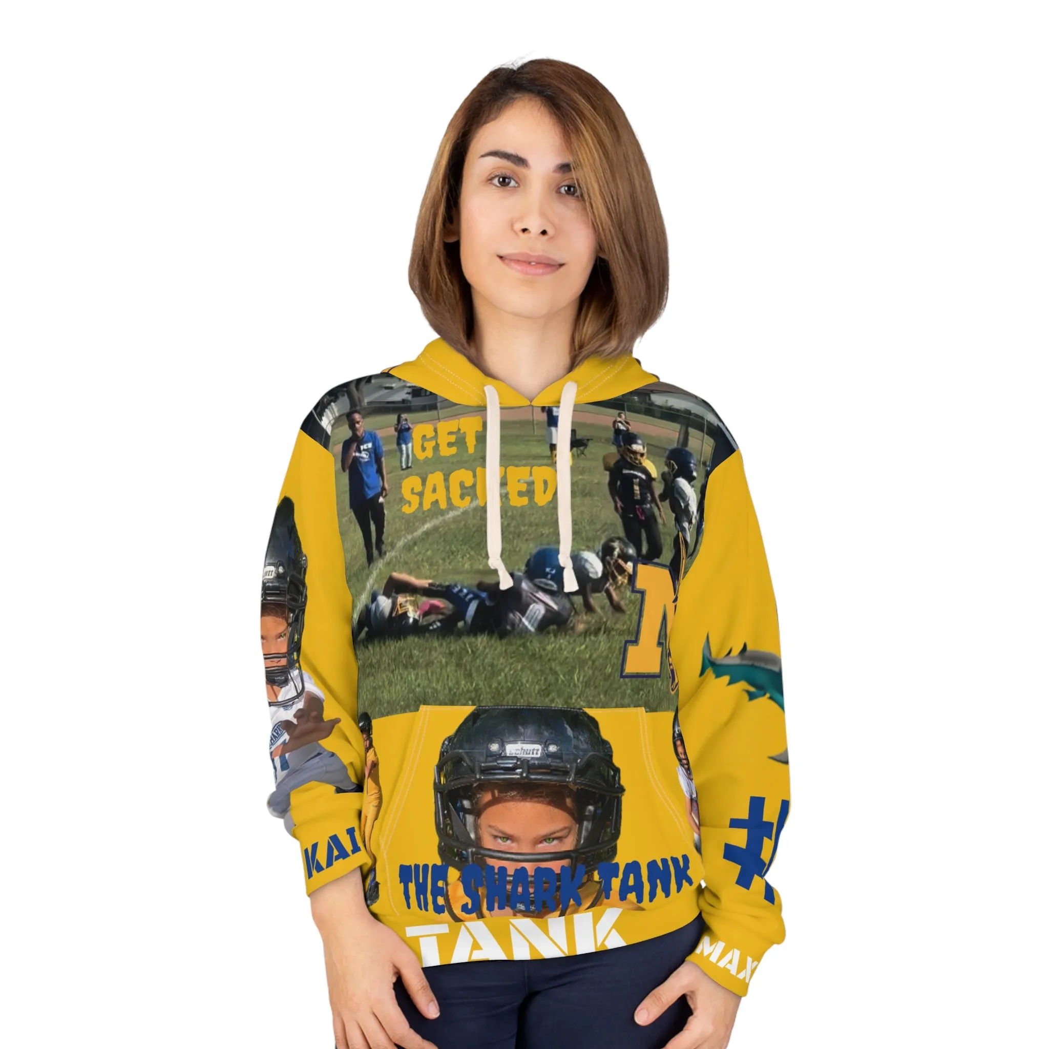 Yellow Kai The Shark Tank Unisex Pullover Hoodie (AOP)