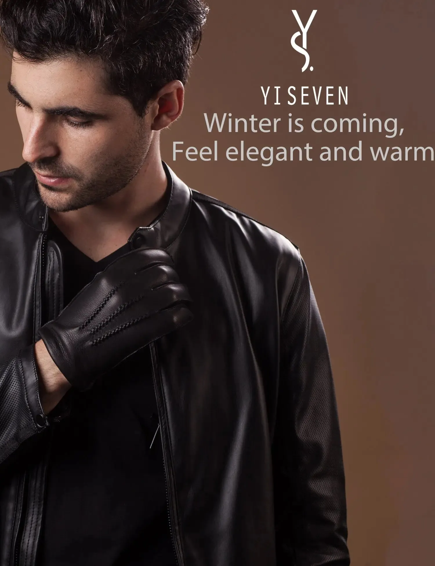 YISEVEN Men's  Deerskin Leather Dress Gloves